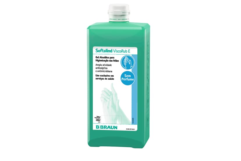 Softalind® ViscorRub E-Álcool gel com efeito tixotrópico* para fricção das mãos com a eficácia antimicrobiana comprovada (EN1500).