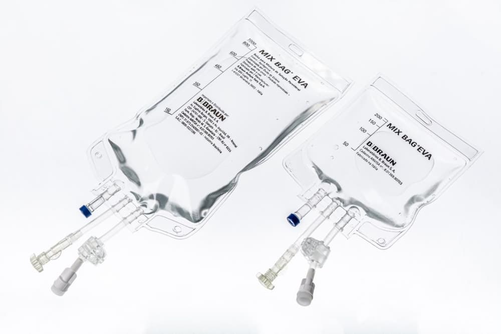 Mix Bag®-Bolsa plástica em EVA para mistura e administração de soluções parenterais e nutrição parenteral